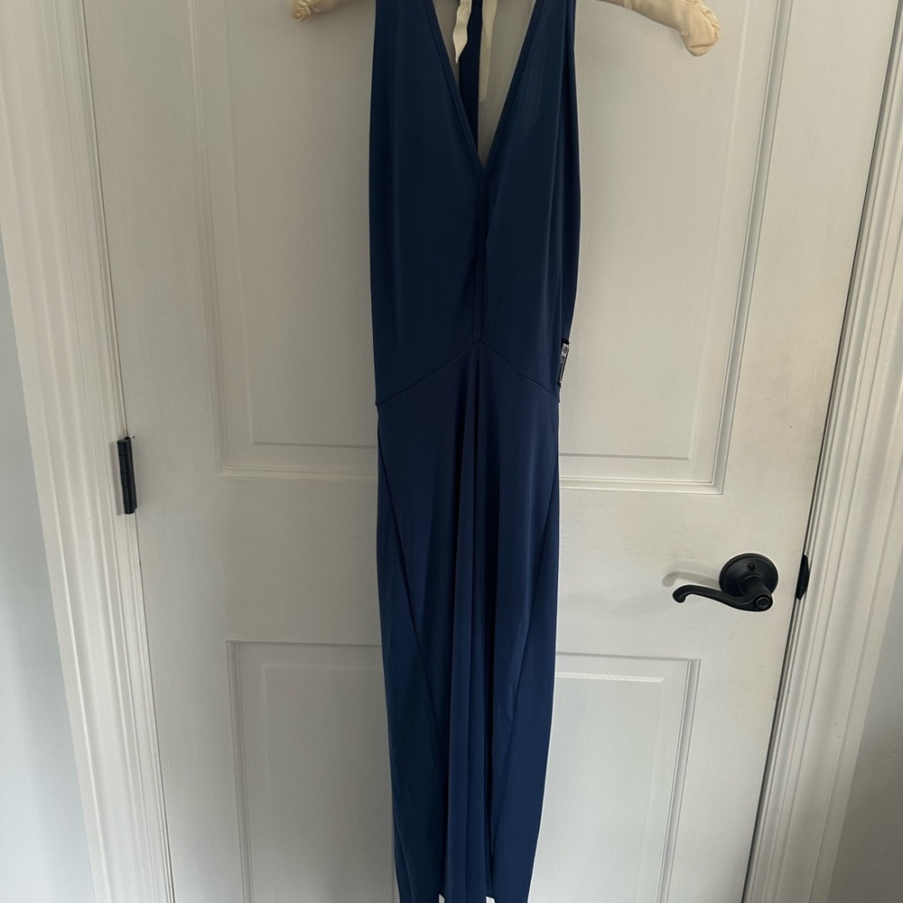 Blue halter dance, and sway practice dress